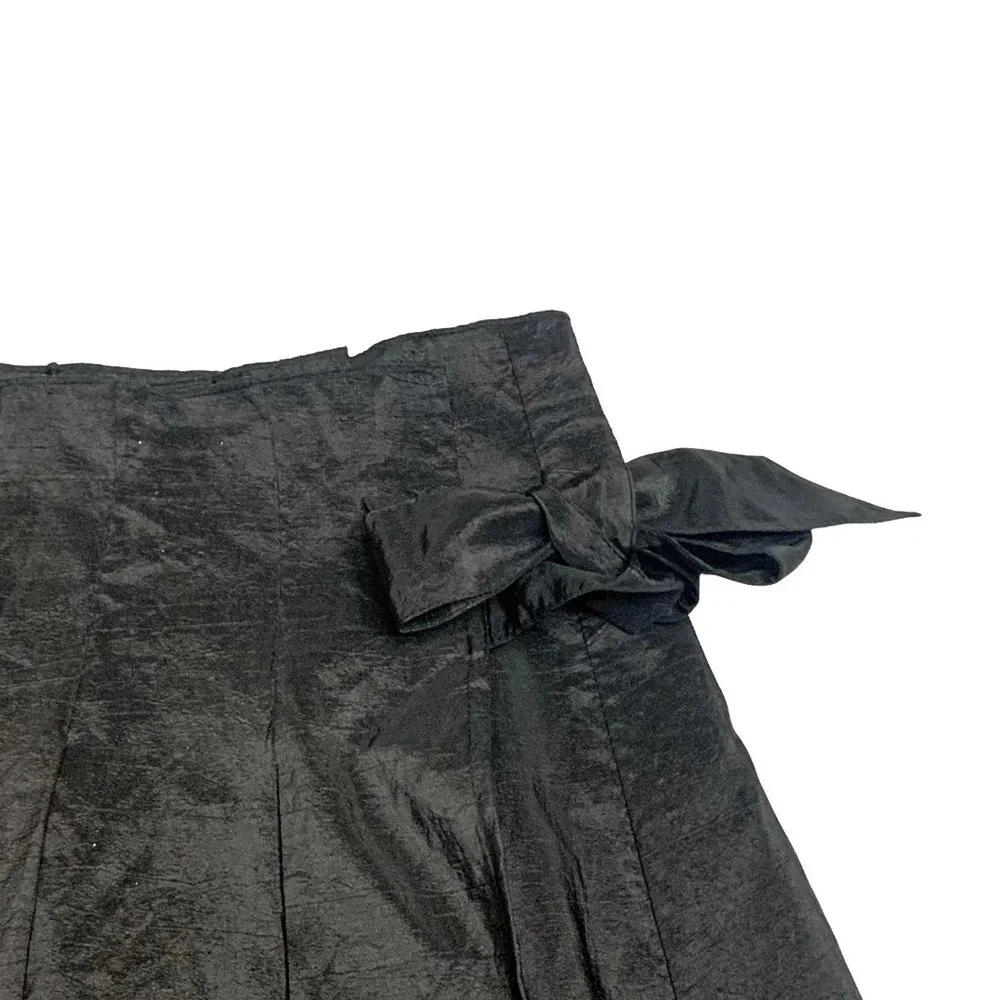 ATELIER Black Pleated A‎ Line  Wrap Skirt